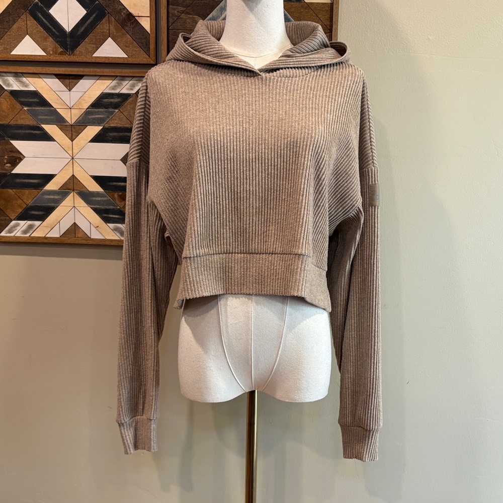 ALO Yoga Tan Ribbed Hoodie